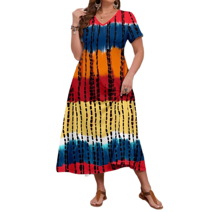 Damen Maxikleid mit modernem Farbverlauf und grafischem Muster Drune