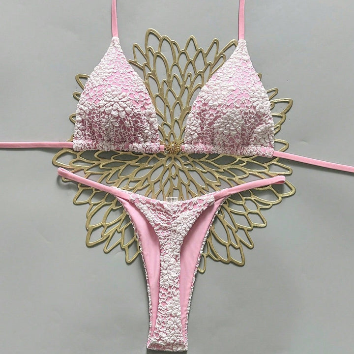 Damen Triangel-Bikini mit strukturierter Häkeloptik Drune