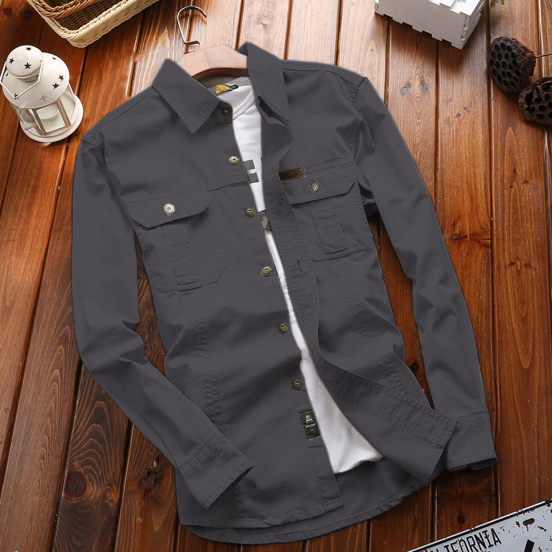 Herren nan vielseitiges Canvas-Overshirt mit Klappbrusttaschen, verstärkten Nähten und regular fit Drune
