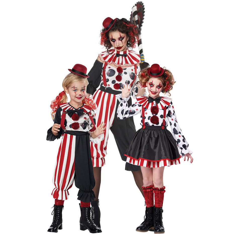 Mädchen Clown-Kostüm mit gestreiftem Overall und lustigen Accessoires Drune