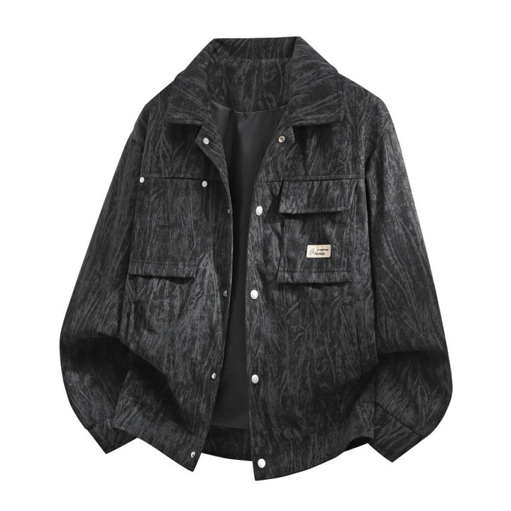 Herren Utility-Overshirt aus Vintage-Optik mit Druckknopfleiste, Pattentaschen & gebürsteter Struktur Drune