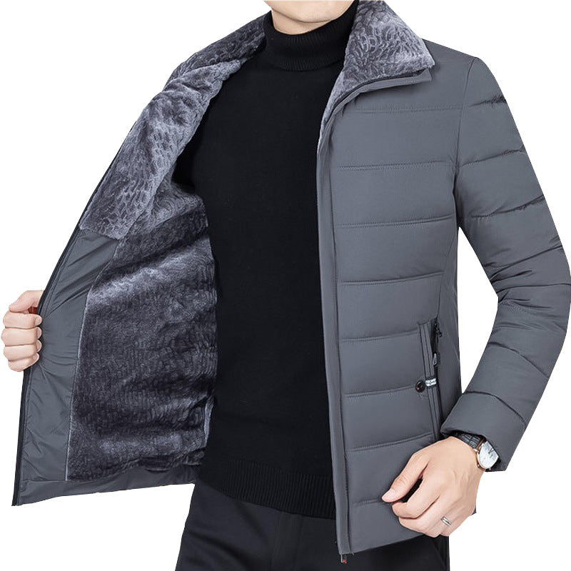 Herren Wattierte Winterjacke mit weichem Plüschfutter, Stehkragen und schmaler Steppung Drune