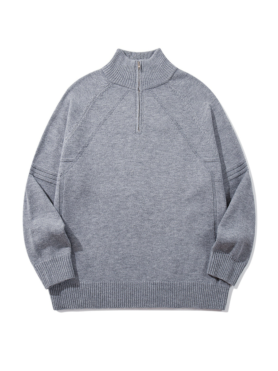 Unisex Halfzip-Strickpullover mit hohem Rippkragen und Raglanärmeln Drune