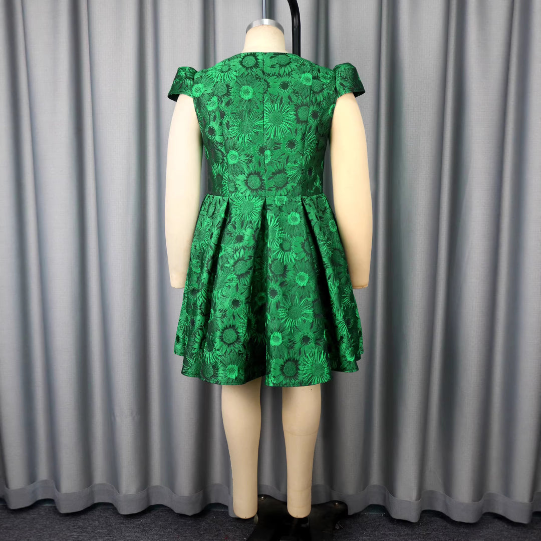 Damen Elegantes A-Linien Kleid mit floralem Muster Drune