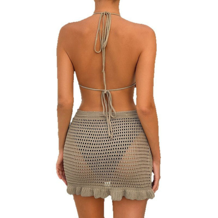 Damen Häkel-Bikini-Set mit rüschenbesetzten Details und verstellbarem Bund Drune