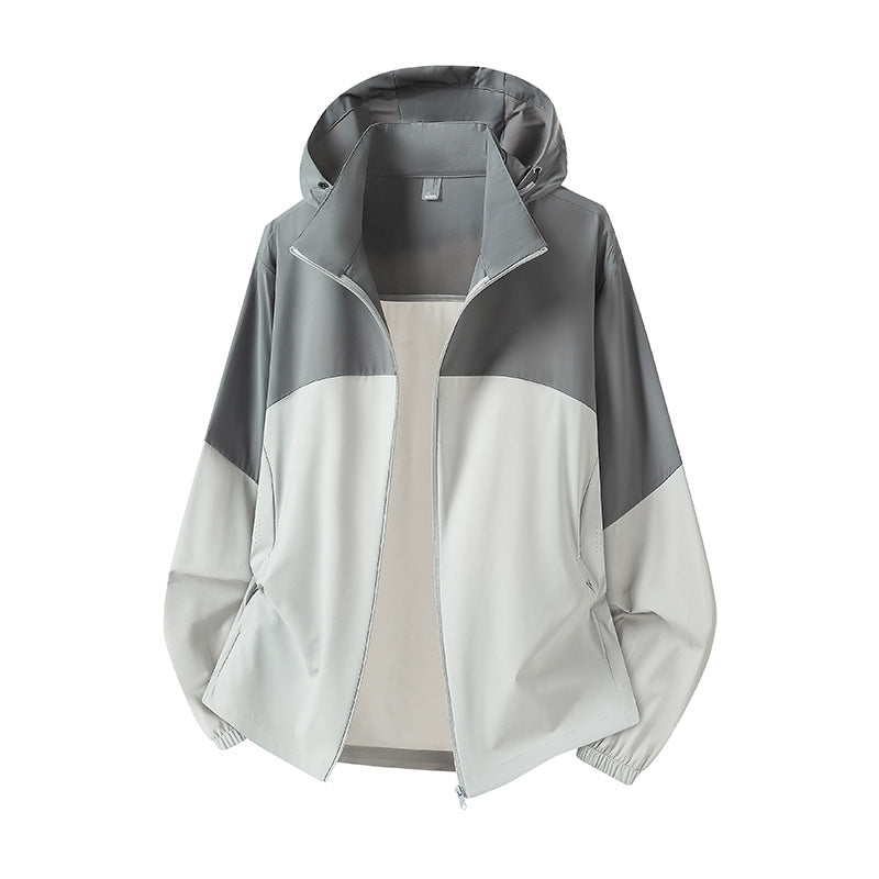 Herren Leichte Kapuzen-Regenjacke mit atmungsaktivem Softshell-Material und elastischen Bündchen Drune