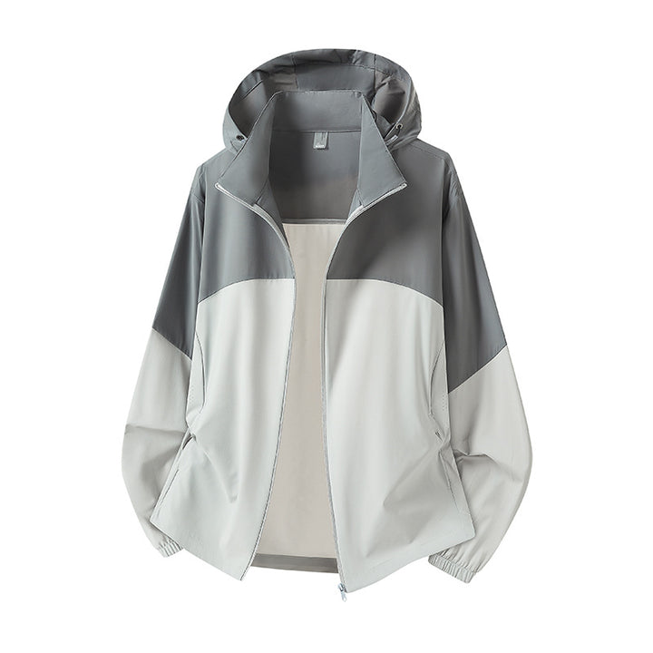 Herren Leichte Kapuzen-Regenjacke mit atmungsaktivem Softshell-Material und elastischen Bündchen Drune