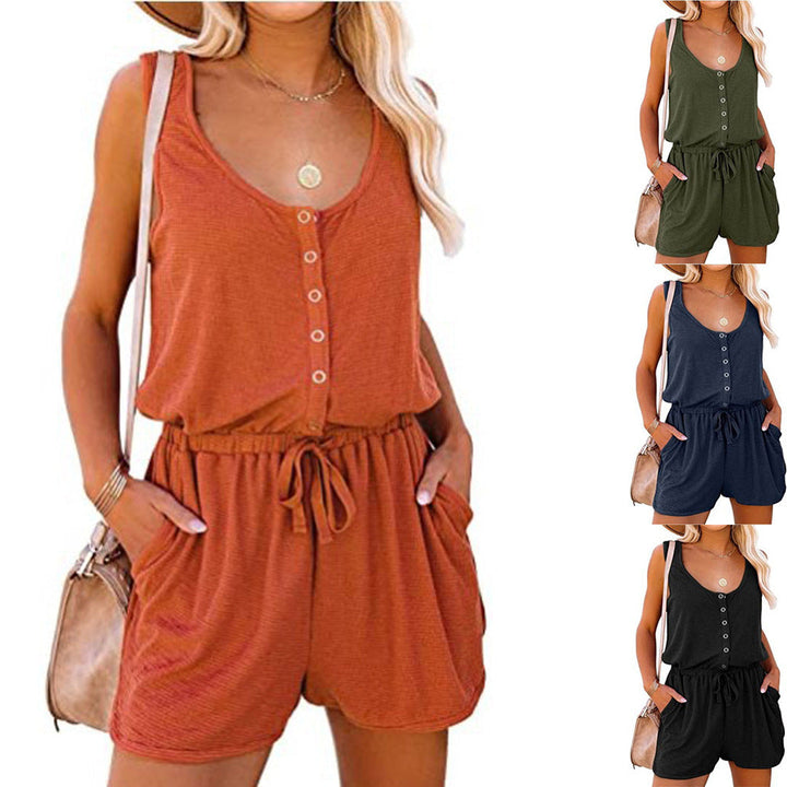 Damen Praktischer Jumpsuit mit Knopfdetails und verstellbarem Bund Drune