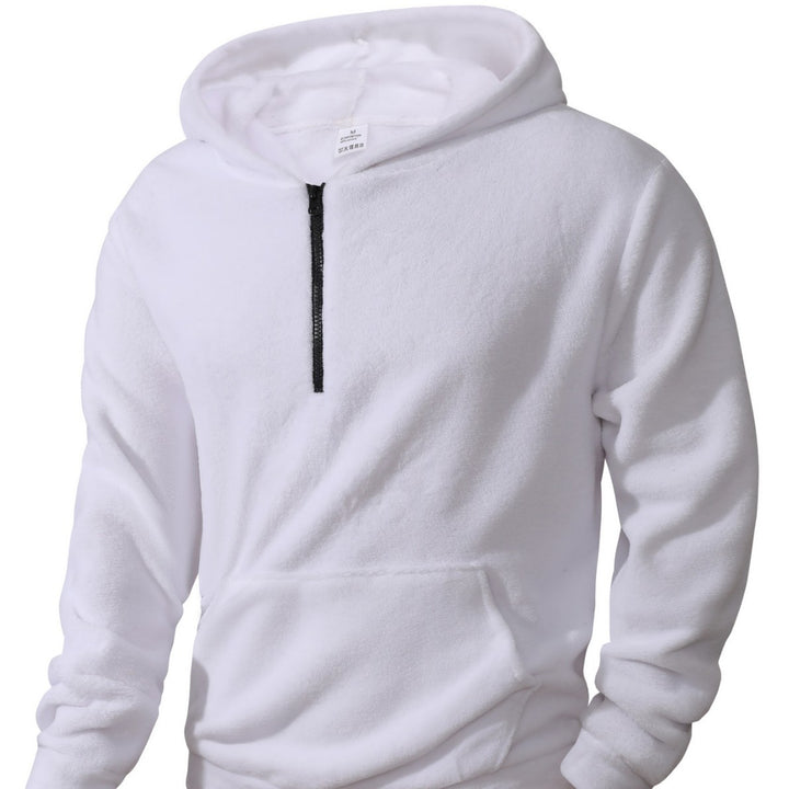 Herren kuscheliger Microfleece-Hoodie mit Halbzip, Kapuze und Kängurutasche Drune