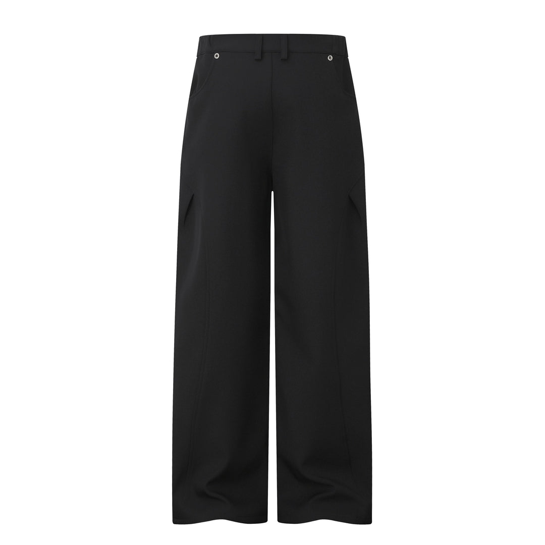 Damen Weite Bundfalten-Hose mit hohem Bund und weitem Bein Drune