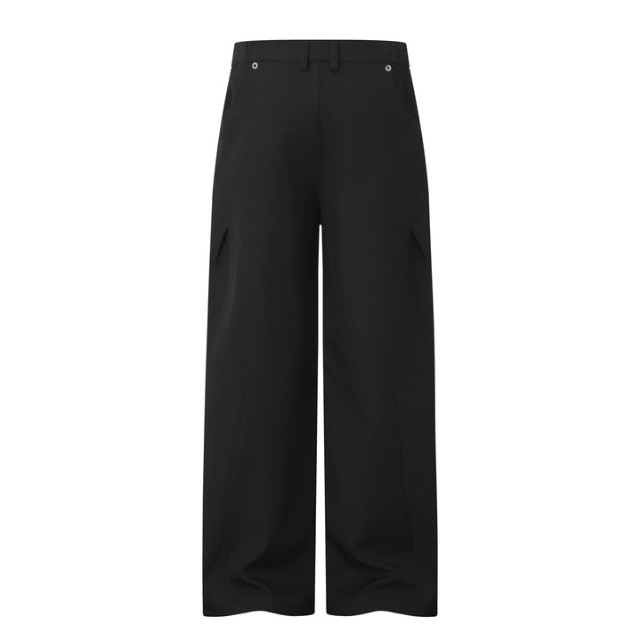 Damen Weite Bundfalten-Hose mit hohem Bund und weitem Bein Drune