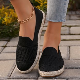 Damen  atmungsaktive Strick-Espadrilles mit geflochtener Jute-Sohle und flexiblem Memory-Fußbett Drune