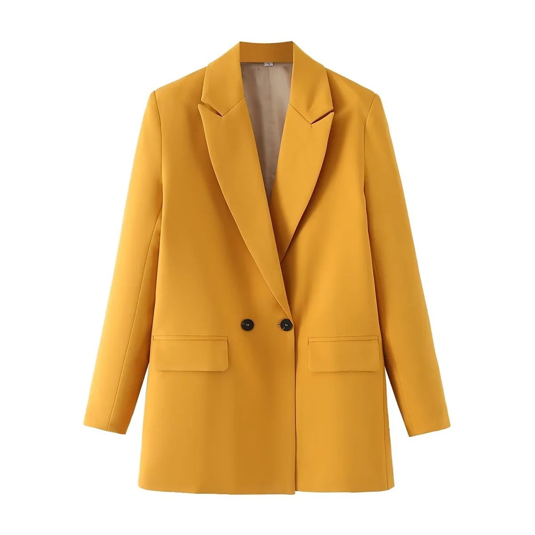 Damen Oversize Doppelreihiger Blazer mit fallendem Revers und weicher Innenfütterung Drune