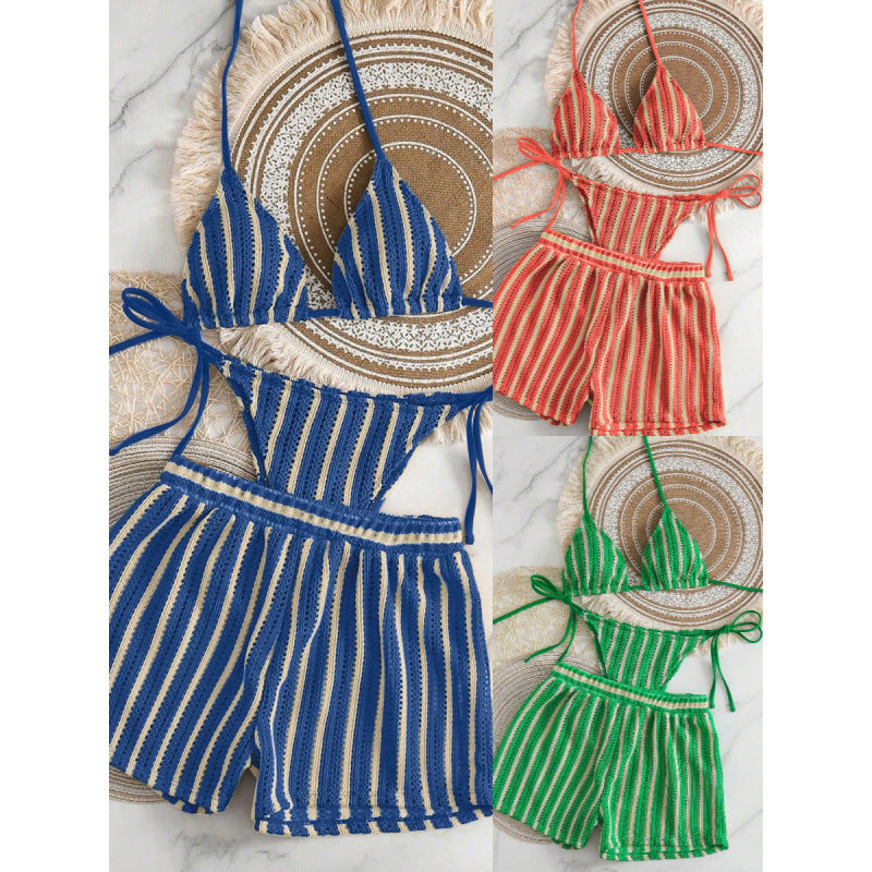 Damen Zweiteiliges Freizeitbadeoutfit mit verstellbarem Oberteil und elastischen Shorts Drune