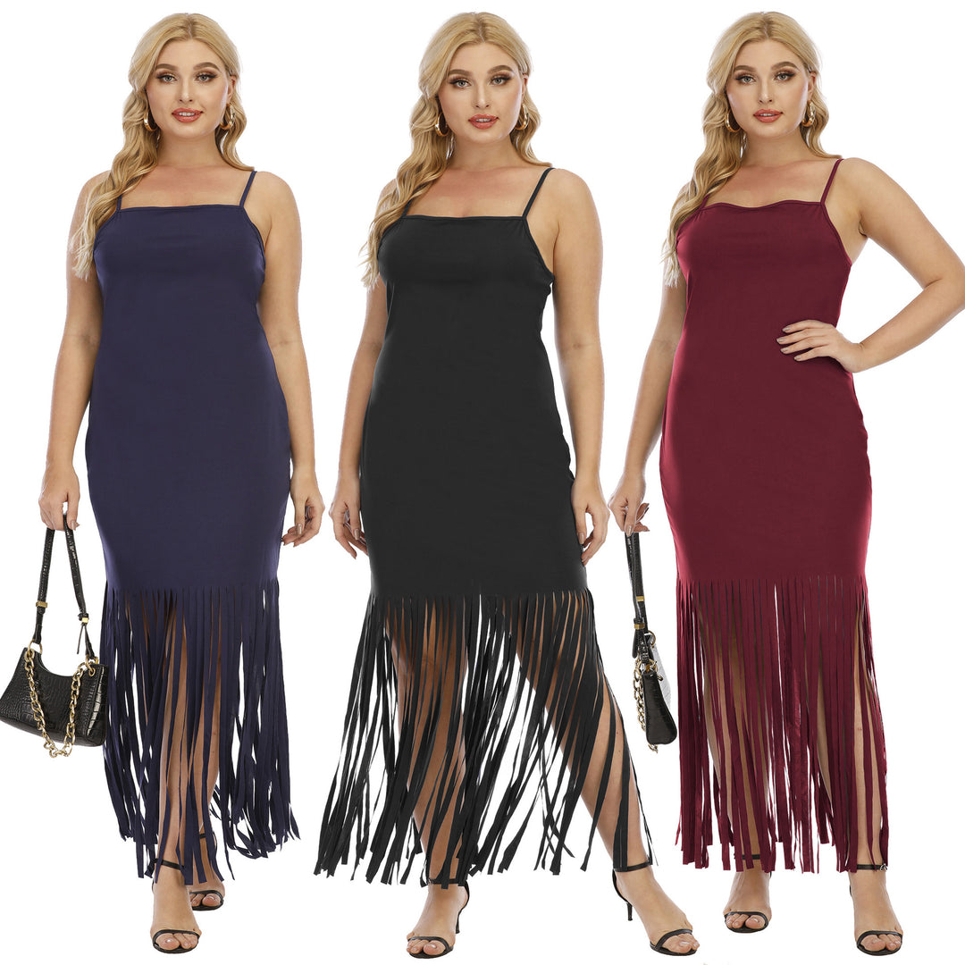 Damen Maxikleid mit fransigem Design Drune