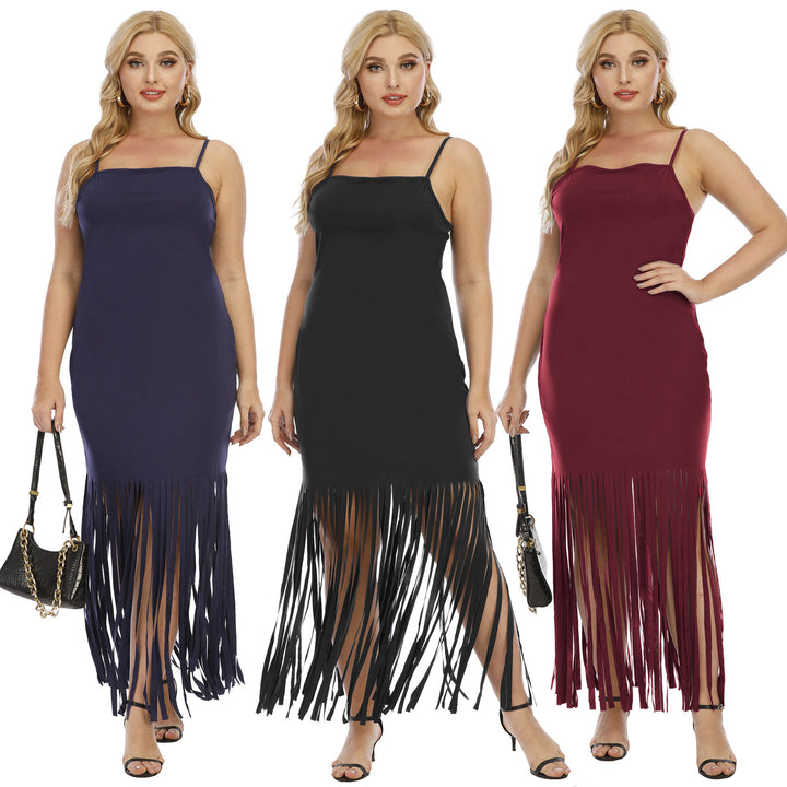 Damen Maxikleid mit fransigem Design Drune