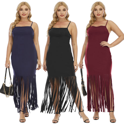Damen Maxikleid mit fransigem Design Drune