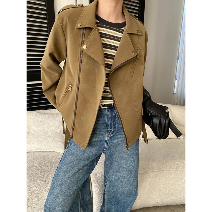 Damen Kunstleder-Bikerjacke mit eleganten Details und asymmetrischem Reißverschluss Drune