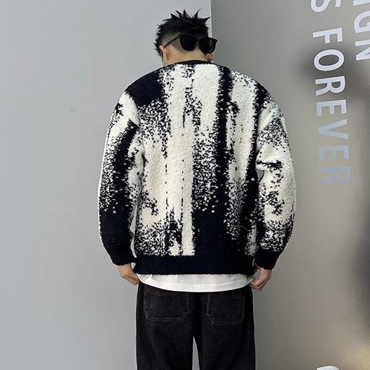 Herren Modischer Grobstrickpullover mit grafischem Muster Drune