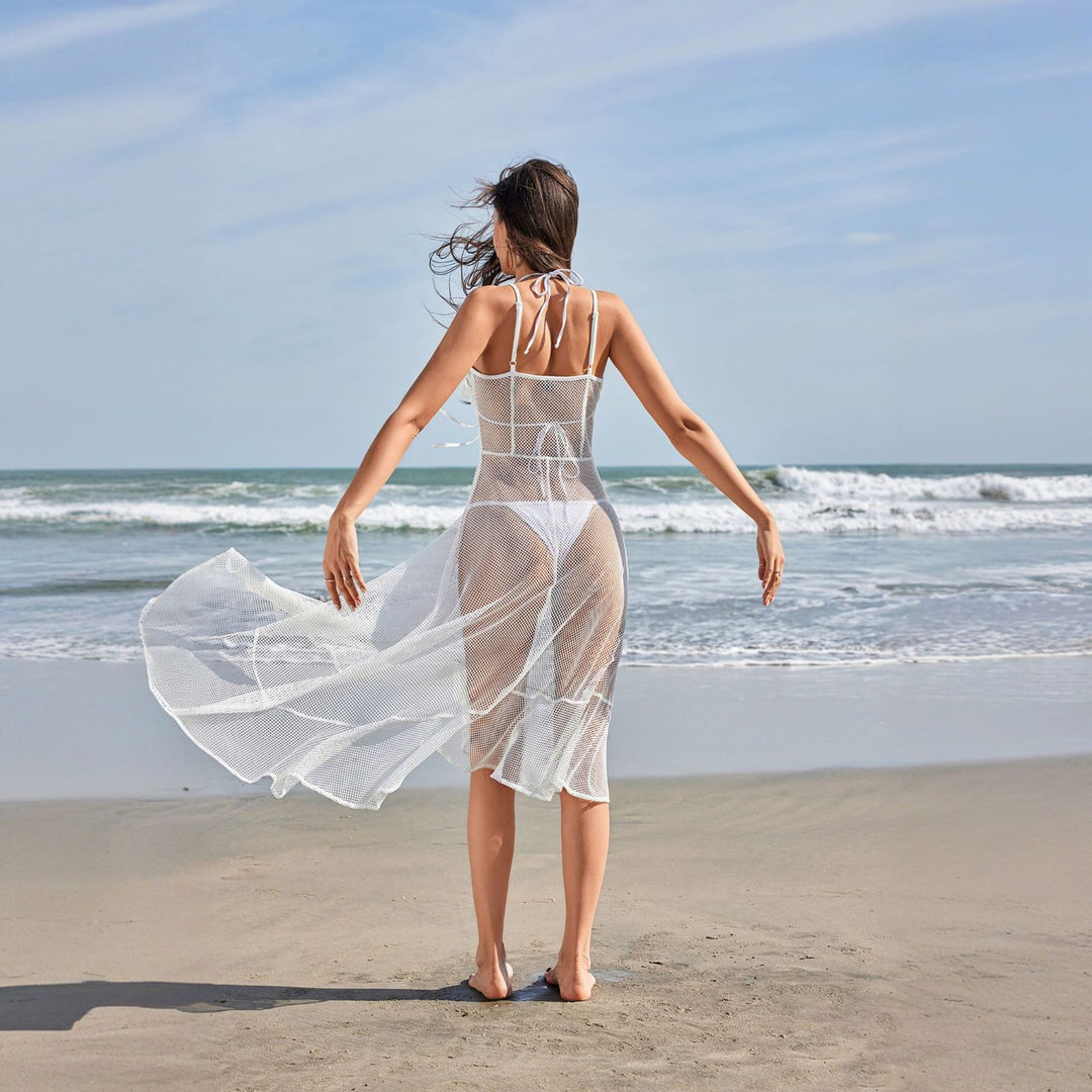 Damen elegante Netz-Strandüberwurf Drune