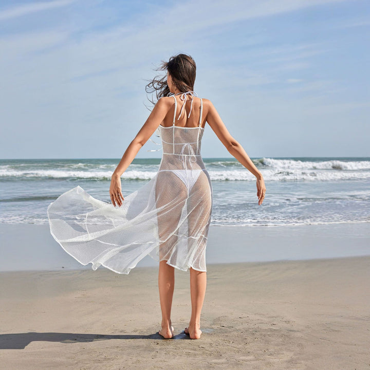 Damen elegante Netz-Strandüberwurf Drune