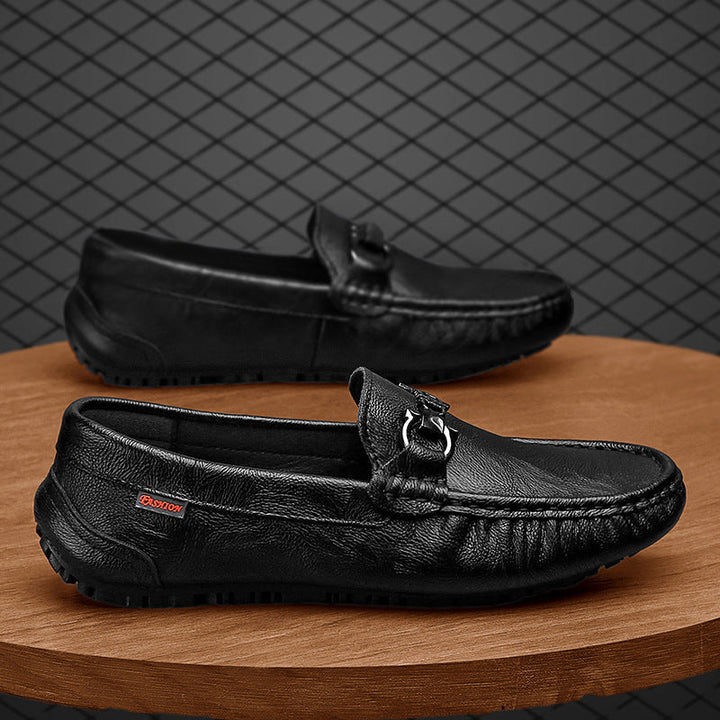 Damen Elegante Mokassins aus hochwertigem Leder mit modischer Schnalle Drune