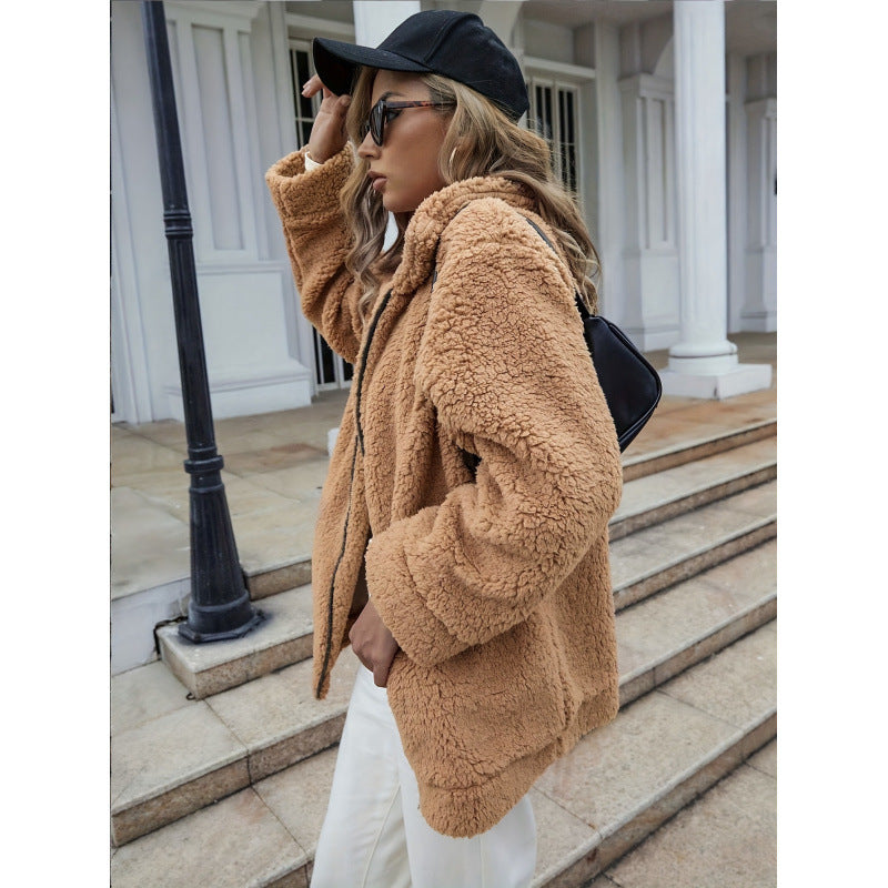 Damen Kuschelige Fleecejacke mit hohem Kragen und Reißverschluss Drune