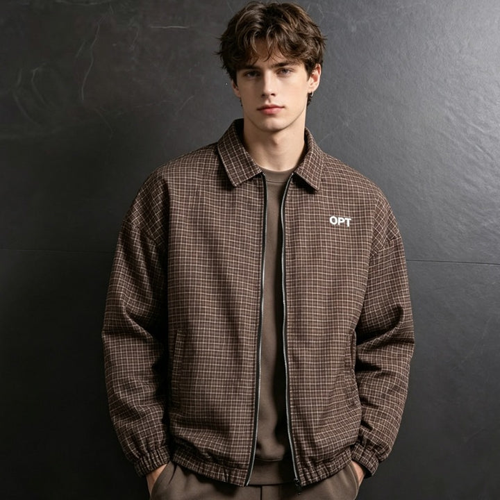 Herren Karierte Utility Jacke Drune