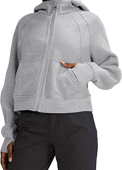 Damen lässige Kapuzenjacke mit nach unten gerafftem Schnitt und praktischen Taschen Drune