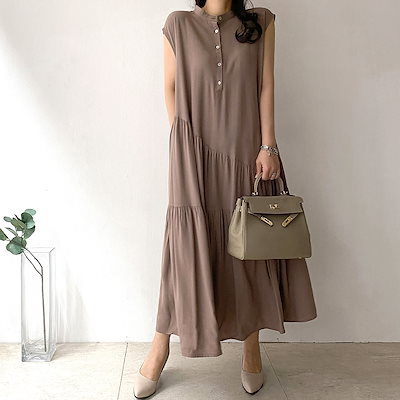Damen Knopfleisten Midi Kleid Drune