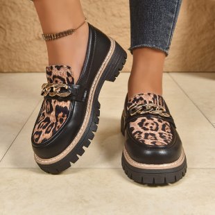 Damen Modische Lack-Loafer mit übergroßer Schleife und grober Profilsohle Drune