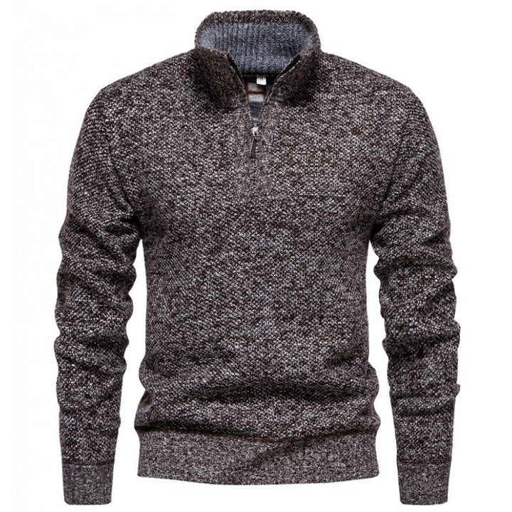 Herren Strickpullover mit halbem Reißverschluss und modischem Strukturdesign Drune
