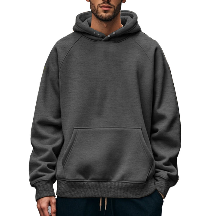Herren nan oversized Kapuzenpullover mit Kängurutasche, Raglanärmeln und gerippten Bündchen Drune
