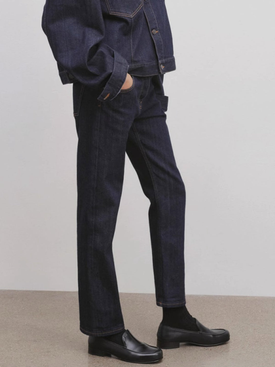 Damen gerade geschnittene Jeans mit hohem Bund Drune