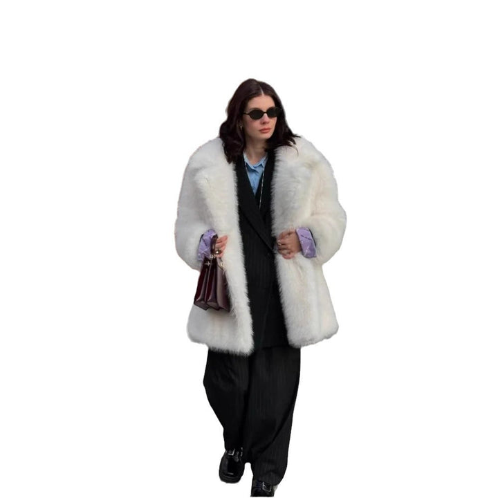 Damen Luxuriöse Fuchsimitatjacke mit elegantem Schnitt Drune