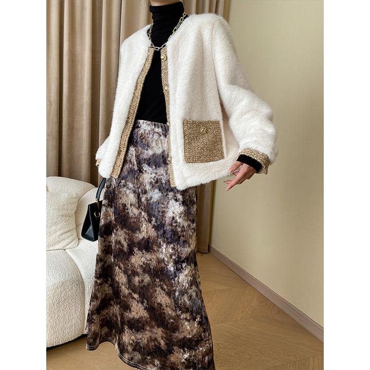 Damen kuschelige Strickjacke mit eleganten Knöpfen und praktischen Taschen Drune