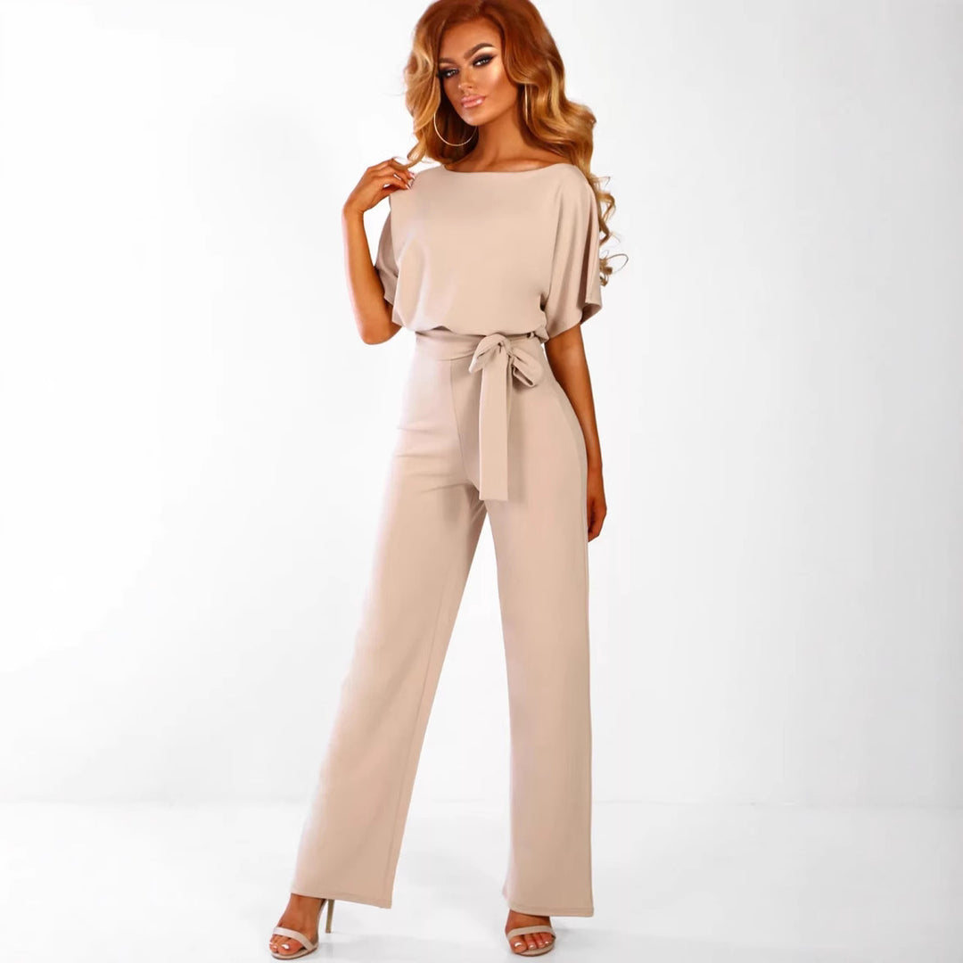 Damen eleganter weiter Beins Overall mit Bund Detail Drune