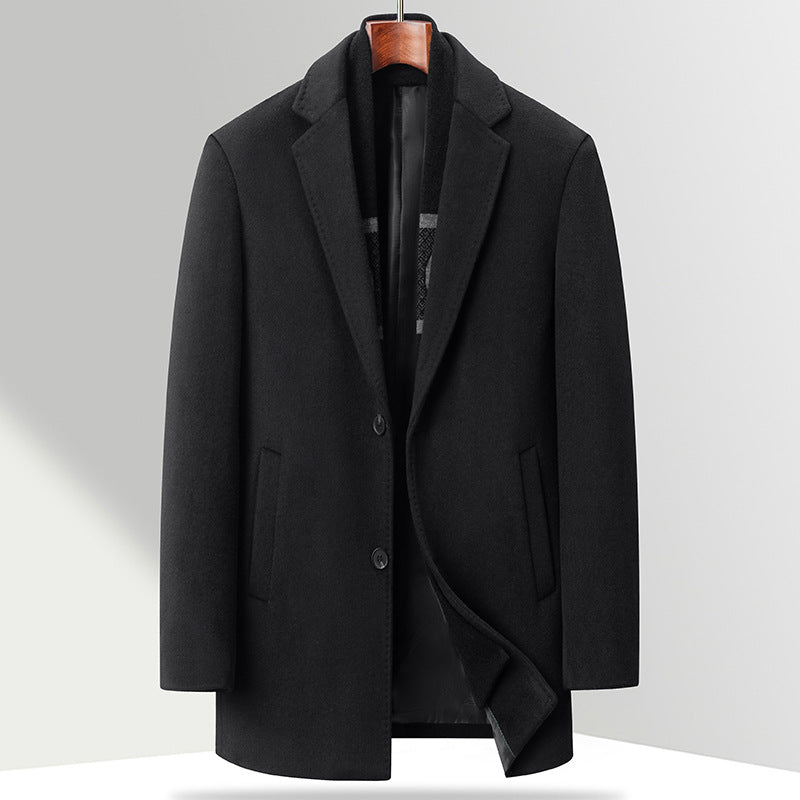 Herren Business-Kurzmantel aus Premium-Wollmix mit Reverskragen und seitlichen Leistentaschen Drune