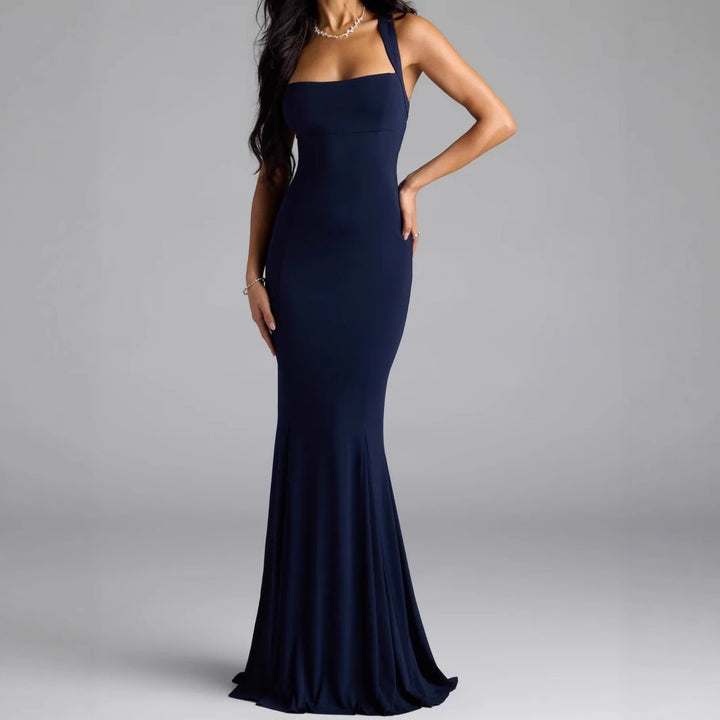 Damen Elegantes langen Kleid mit schulterfreien Trägern und leichtem Schimmer Drune