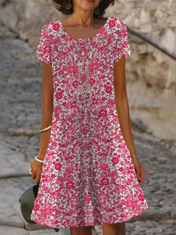 Damen lässiges Sommerkleid mit modernen Mustern und femininem Schnitt Drune