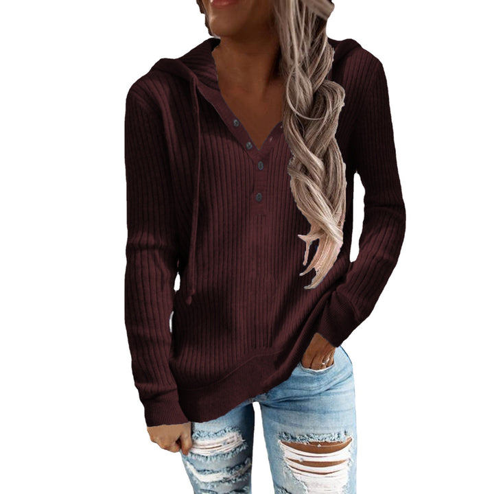 Damen Kapuzenpullover mit strukturiertem Rippdesign und praktischen Knopfdetails Drune