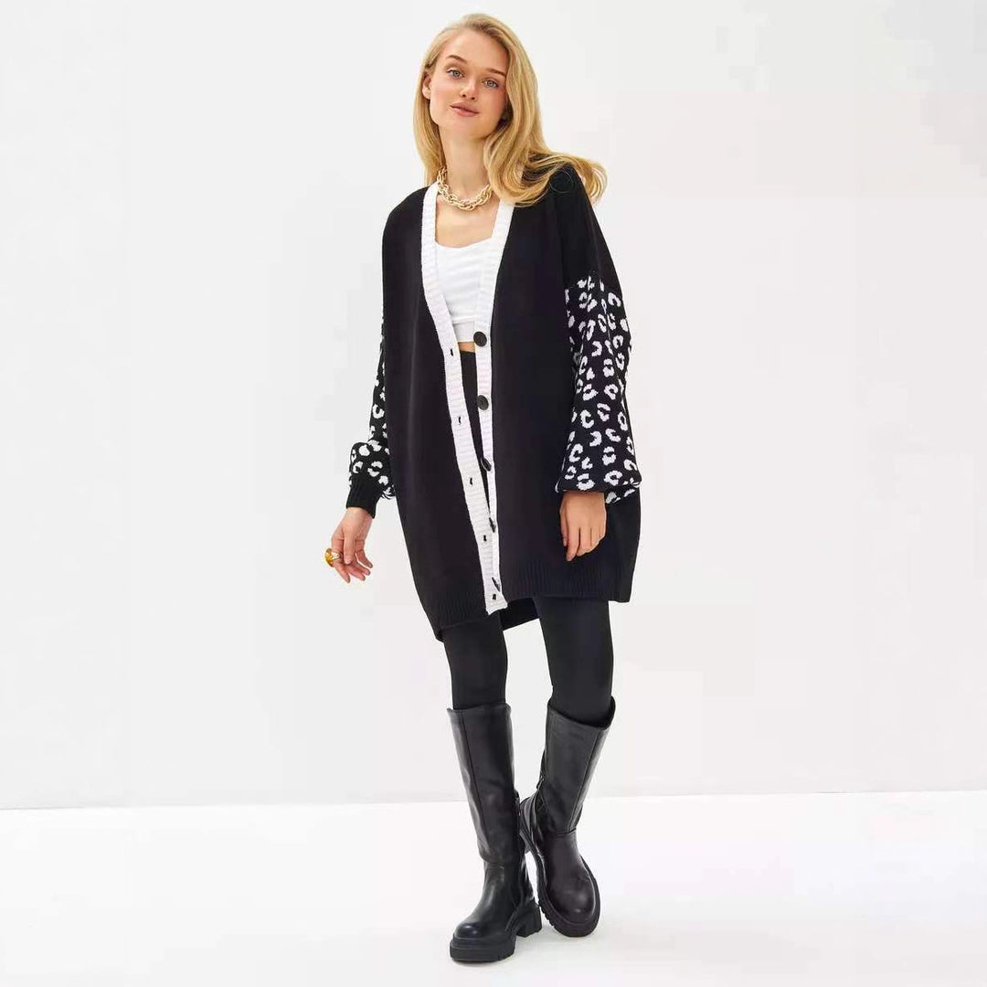 Damen Modischer Knit-Cardigan mit Wildlederärmeln Drune