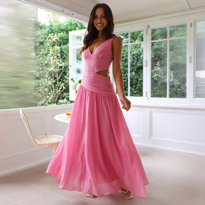 Damen Maxikleid mit Cut-Out-Details und fließendem Rock Drune