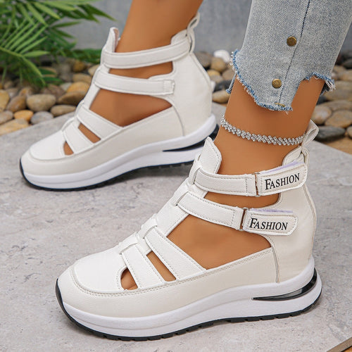 Damen Keil-Plateau Sneaker-Sandale mit Cut-Outs, Reißverschluss und gepolstertem Fußbett Drune