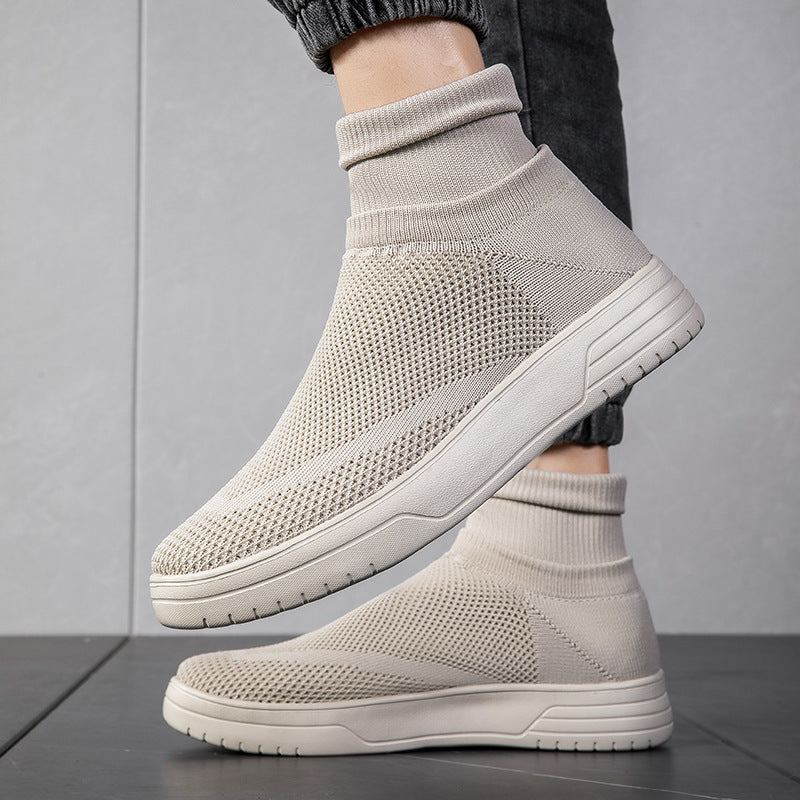 Herren High-Top Atmungsaktive Strick-Sneaker mit Dämpfung Unterstützung Drune