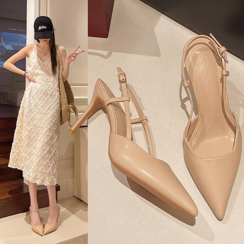Damen Slingbacks mit spitzer Zehenpartie und verstellbarem Knöchelriemen Drune
