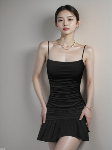 Damen Minikleid mit raffiniertem Rüschensaum und taillierter Passform Drune