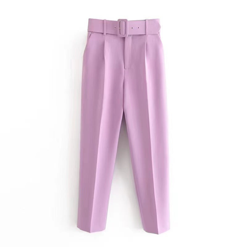 Damen weite Hochbundhose mit schickem Gürtel Drune