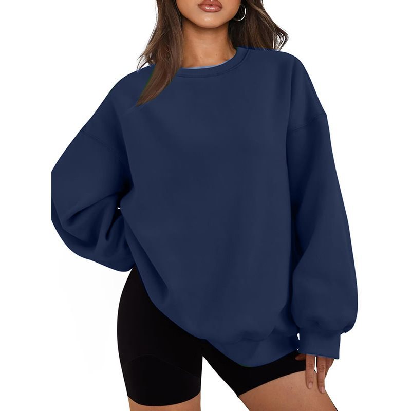 Damen Oversized Sweatshirt mit Rundhalsausschnitt, extraweichem French‑Terry und überschnittener Schulter Drune