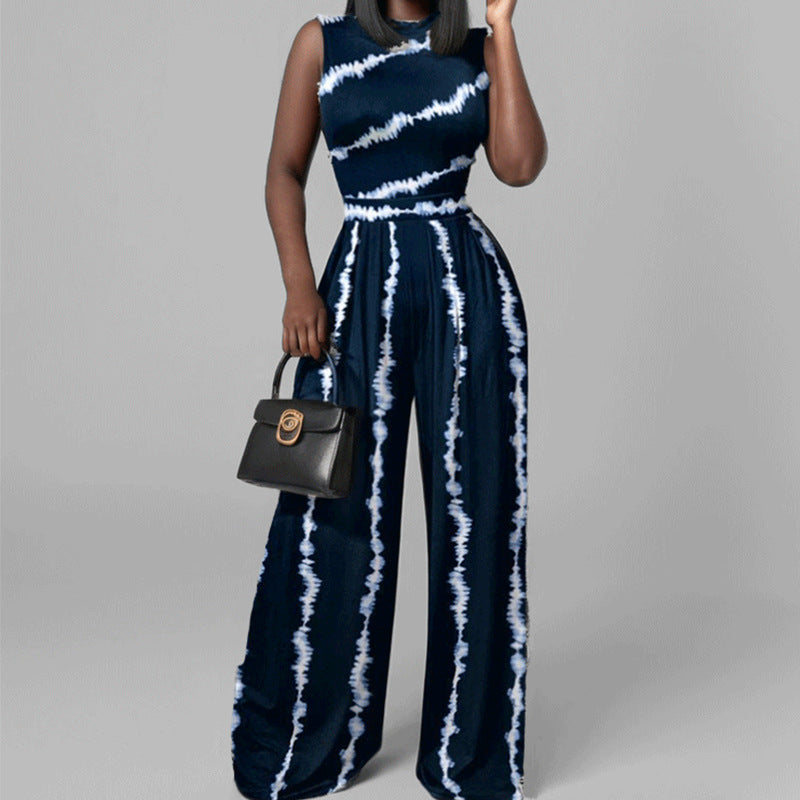 Damen Eleganter Jumpsuit mit weitem Bein und floralem Design Drune